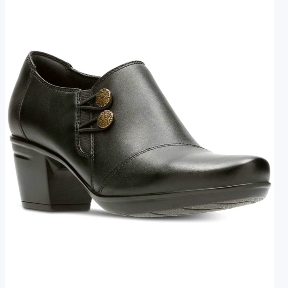Emslie Warren Black booties Clarks Womens Sz 9.5 Side Zip Shoe